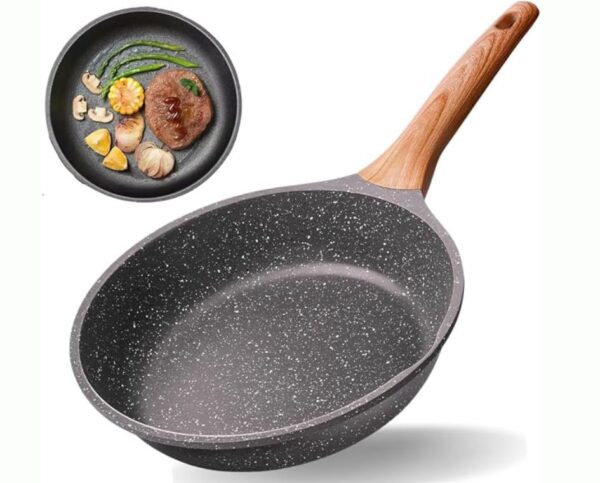Frigideira Antiaderente Cerâmico Frita Sem Óleo 28cm Funda Cabo Madeira Não Gruda Fogão Indução/Gás